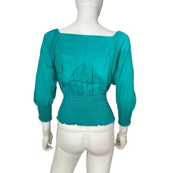 Boho Oaxaca Mexico Teal Blue Floral Top
New - Picture 4 of 5